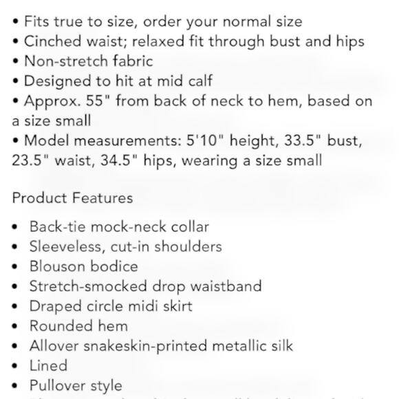 New w/Tags RAMY BROOK NEW YORK silk metallic snakeskin print evening dress gown - Picture 17 of 17